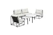 Livsip Outdoor Sofa Set 6 PCS Lounge Setting Table Chairs Beige