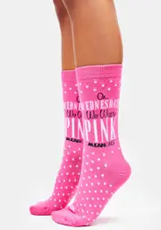 [Cool Socks] Pink Wednesday Crew Socks