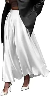 [NCXFTP] Womens Satin High Waist Elastic Midi Skirt Satin Maxi Skirt Silk Elegant Long Trendy A-Line Midi Skirts