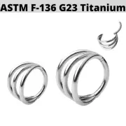 16g 5/16" 3/8" Titanium Triple Hoop Loop Hinged Segment Clicker Nose Tragus Ring