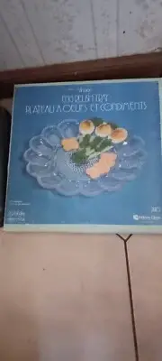 Indiana Glass Vintage Egg Relish Tray Crystal 11" Tray with Original Box