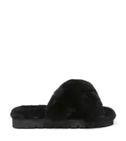 Ugg AS Women Sandals Genuine Double Face Sheepskin Fluffy Crossover Slide Leanna