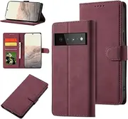 [YocoverTech] for Google Pixel 7 Pro 5G Wallet Case,for Pixel 7 Pro 5G Case[6.7"] Retro Matte PU Leather Wallet Flip Cover with RFID Blocking Card Slots Magnetic Closure Kickstand Cover-Wine Red