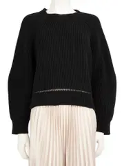 Black Wool Rib-Knit Jumper