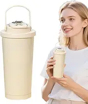 Coffee Bottle, 18oz Coffee Flask with Handle, Spill-Proof Ceramic Liner, Portable Direct Drinking Tumbler for Gym, Camping, Cycling, Hiking, Outdoor Travel Use, 6.69 x 2.56 Inches