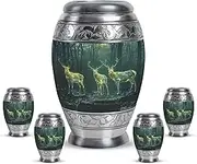 Deer Urns for Human Ashes - Urn for Ashes for Women - Small Green Forest Cremation Funeral Urns for Ashes Female Male - Mini Keepsake Box (Combo 10 Inch & 3 Inch, Set of 5)