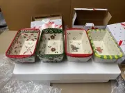 Temptations By Tara Christmas Winter Whimsy Old World 4 Mini Loaf Pans Lid Y66
