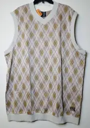 Vtg Nike Lebron Men's Large Golf Vest Diamond Argyle Sleeveless Pullover NWT!