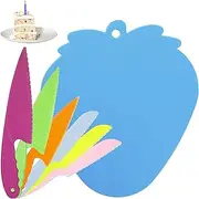 Kids Kitchen Knife Set and Cutting Board, Children's Safe Cooking Set, 7 PCS Colorful Knives and 1 Strawberry Cutting Board,Serrated Edges Knife for Fruit and Vegetables
