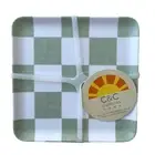 Checkered Melamine Appetizer Plates 6in Set of 4 Green White by C&C California