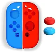 Khxriypha for Switch Joy-Con Controller Skin, Anti-Slip Silicone Grips Covers Soft Ultra-Thin Protective Cover Case for Switch Controller with 2 Thumb Grip Caps (blue red)