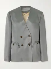 [BLAZÉ Milano] BLAZÉ Milano - Novalis Anytime Satin-crepe Double-breasted Blazer - Gray - 1 1 Gray