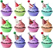 NILLOS Christmas Cupcake Decoration, 24 Pcs Christmas DIY Cake Toppers for Cake, Desserts, Fruits (12 Styles)