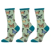 3x Socksmith Ladies Wear Novelty Trendy Socks Majestic Butterfly Green