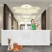 Retractable Baby Gate,Mesh Baby Extra Wide Gate,Extra Long Dog Gate,34" Tall,Large Extends up to 180CM Safety Indoor/Outdoor for Doorways, Stairs, Hallways (White)