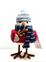 Featherly Friends BERRY Fabric Bird Figurine Dressed for Winter with Mistletoe