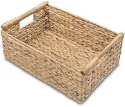 Small Wicker Baskets for Organizing Bathroom, Hyacinth Baskets for Storage, Wicker Storage Basket with Wooden Handle