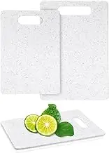 Cutting Board Set of 3, Plastic Chopping Boards Set Easy Grip Handle BPA Free, Dishwasher Safe, Multipurpose Cutting Boards for Meat Fruits Kitchen Camping Travel (White, 3 Pcs)