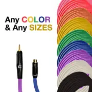 3.5 TS Male - RCA Female Unbalanced Mono Audio Cable - Custom Length Color Cord