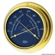 BARIGO Regatta Series Thermometer Hygrometer Polished brass blue dial 120x40mm