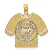 14k Yellow u0026 Rhodium Gold w/Rhodium US NAVY T-Shirt Charm
