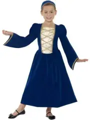 Tudor Princess Royal Blue Medieval Dress Fancy Dress Costume Book Week