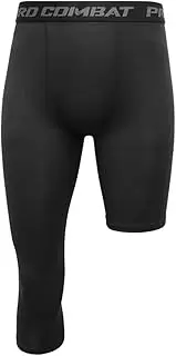 [Neodelusion] Men's One Leg Compression Pants 3/4 Basketball Single Leg Tight Sports Pants Athletic Base Layer Leggings