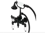 Aqua Vintage Three-Handle 2-Hole Tub Wall Mount Clawfoot Tub Faucet