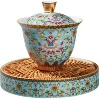 在飛比找ETMall東森購物網優惠-日本FS琺瑯彩陶瓷三才蓋碗主人杯公道杯紫砂壺承建盞大號