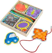 Melissa & Doug Alphabet Wooden Lacing Cards with Double-Sided Panels and Matching Laces