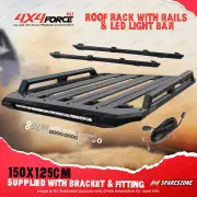 150 x 125cm Roof Rack Flat Platform & Light Bar & Rails for Ford Ranger PX T7