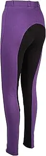 [Avon Equine] (50cm (age 5 - 6 years)) - CHILDRENS RIDING JODHPURS BOY/GIRLS CHILD SOFT STRETCHY JODS JODPHURS BLACK WITH LIGHT PURPLE BY DISCOUNT PET ACCESSORIES