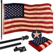 Combo Pack: 5 Ft Tangle Free Aluminum Spinning Flagpole (Black) & USA
