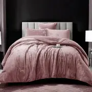 Morgan and Reid Shell Pink Velvet Crushed Snuggle Fleece Comforter Set