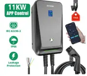 EV Charger Type 2 APP Wifi Control 16A 3 Phase Electric Car Charging Station EVSE Wallbox with 6.1M Cable 11KW 16A 3 Phase-11kw