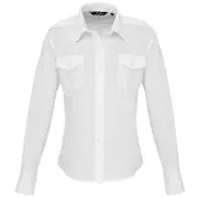 Premier Womens/Ladies Long Sleeve Pilot Shirt White 20