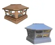 8 Pcs Solar Copper/Off White Color 4x4 PVC Post Fence with 1LED Solar Cap Light