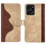For Honor X7a 4G Anti-fall Phone Case Dual Color Splicing Stand Wallet PU Leather Cell Phone Cover