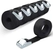 Zhiyi Straps up to 1500lbs 6 Pack Tie Down Straps Heavy Duty Black Nylon Straps with Zinc Alloy Lock (20mm x 400mm)