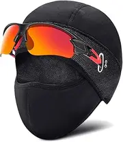 [VDSOW] Winter Cycling Caps Under Helmet, Thermal Fleece Beanie Hat with Face Cover for Men Women Waterproof Windproof, Cycle Skull Cap Ski Cap Balaclava Mask Bike Bicycle Helmet Liner for Sports Black,