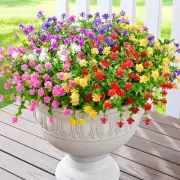 Artificial Flowers for Outdoors, 12 Bundles Faux Plants Outdoor, UV Resistant...