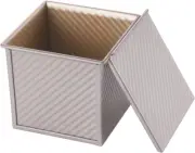Mini Pullman Loaf Pan with Lid, 0.99Lb Dough Capacity Non-Stick Rectangle Corrug