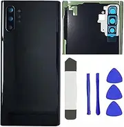Galaxy Note 10 Plus Back Glass Replacement Housing Door Panel Parts for Samsung Galaxy Note 10+Note 10 Plus with Camera Lens and Pre-Install Tape + Tools, Black