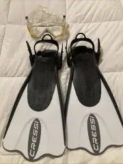 Cressi Palau SAF Open Heel Fins - Black / White- Large/XL - Open Box WITH MASK