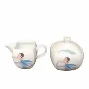 nwot Studio Nova Fine China Bianca Pattern Creamer and Sugar Bowl with Lid