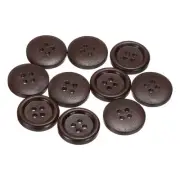 30pcs Wooden Sewing Button 20mm 4 Holes Round Craft Buttons, Dark Brown