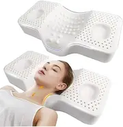 Cervical Orthopedic Latex Sleeping Pillow; for Neck, Shoulder, and Back Pain Relief; Helps Spinal Alignment; Back and Side Sleeping,Import from Thailand Neck Pillow,Specialty Medical Pillows