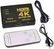 3 Way HDMI Switch Splitter 4K Ultra HD HDTV Auto 3 Port in 1 Out with Remote Control