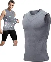 [SHEKINI] Men's New Version Ionic Compression Shirt Sleeveless Vest Body Shaping Tank Top Undershirt Tummy Control