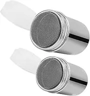 2 Pack Fine Mesh Sugar Powder Shaker Duster Chocolate Cocoa Flour Dispenser Metal Sugar Shaker for Kitchen Baking